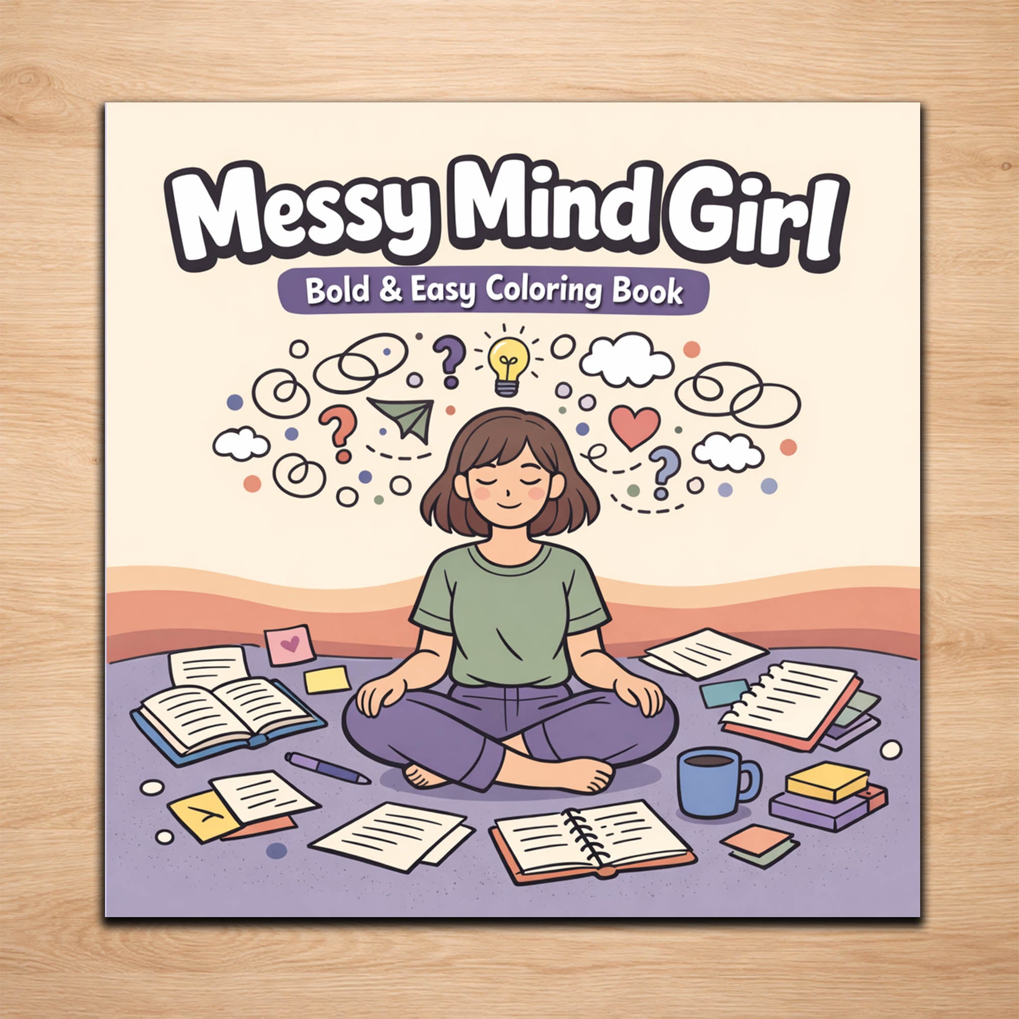 Messy Mind Girl Coloring Pages – 20 Relatable & Emotional Line Art Designs