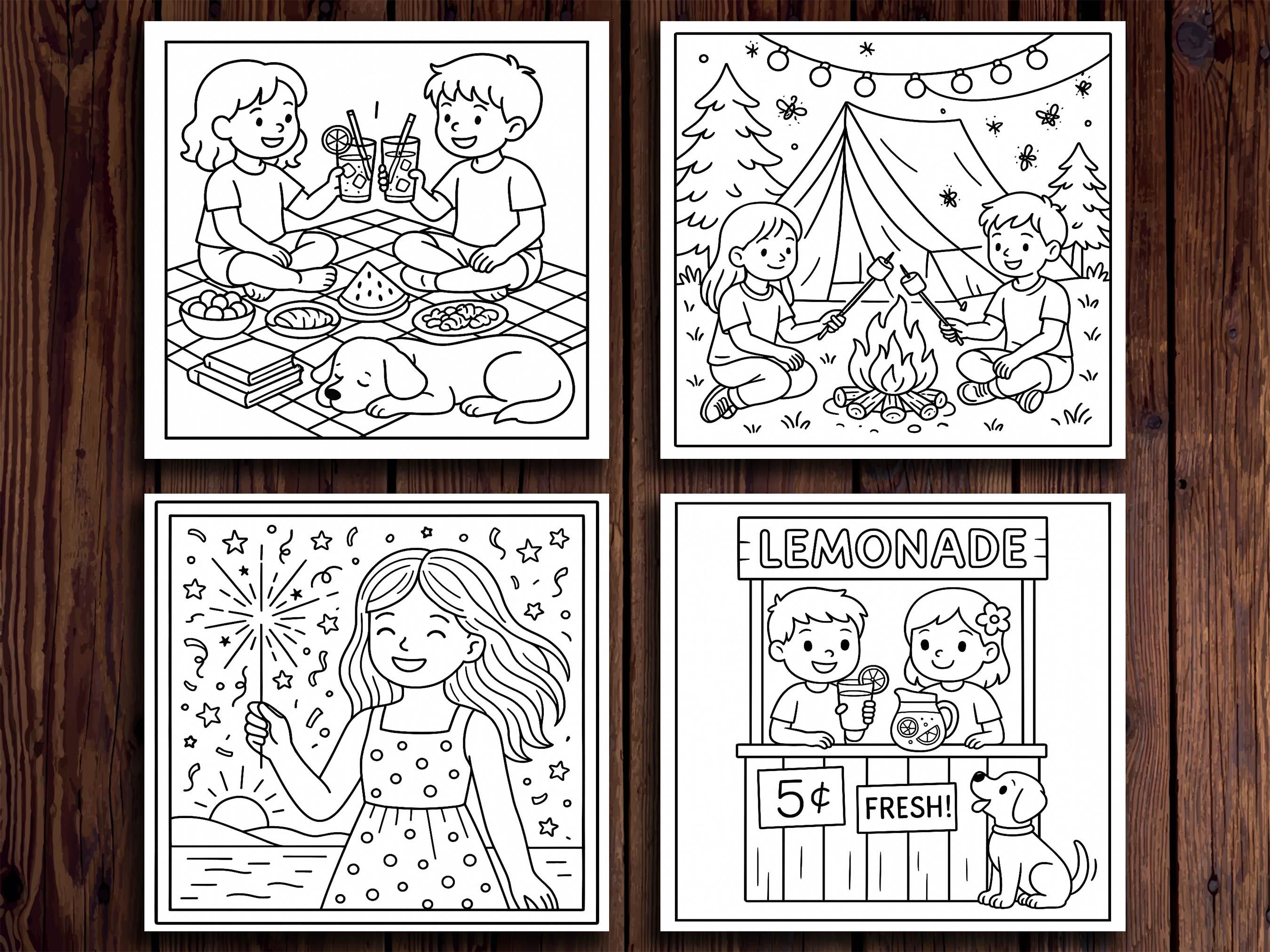 Summer Coloring Pages: 20 Fun Beach & Pool Designs (Digital Download PDF)